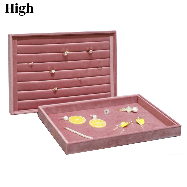 Jewelry And Watches Stores - Pembe Kadife Takı teşhir tepsisi, Büyük