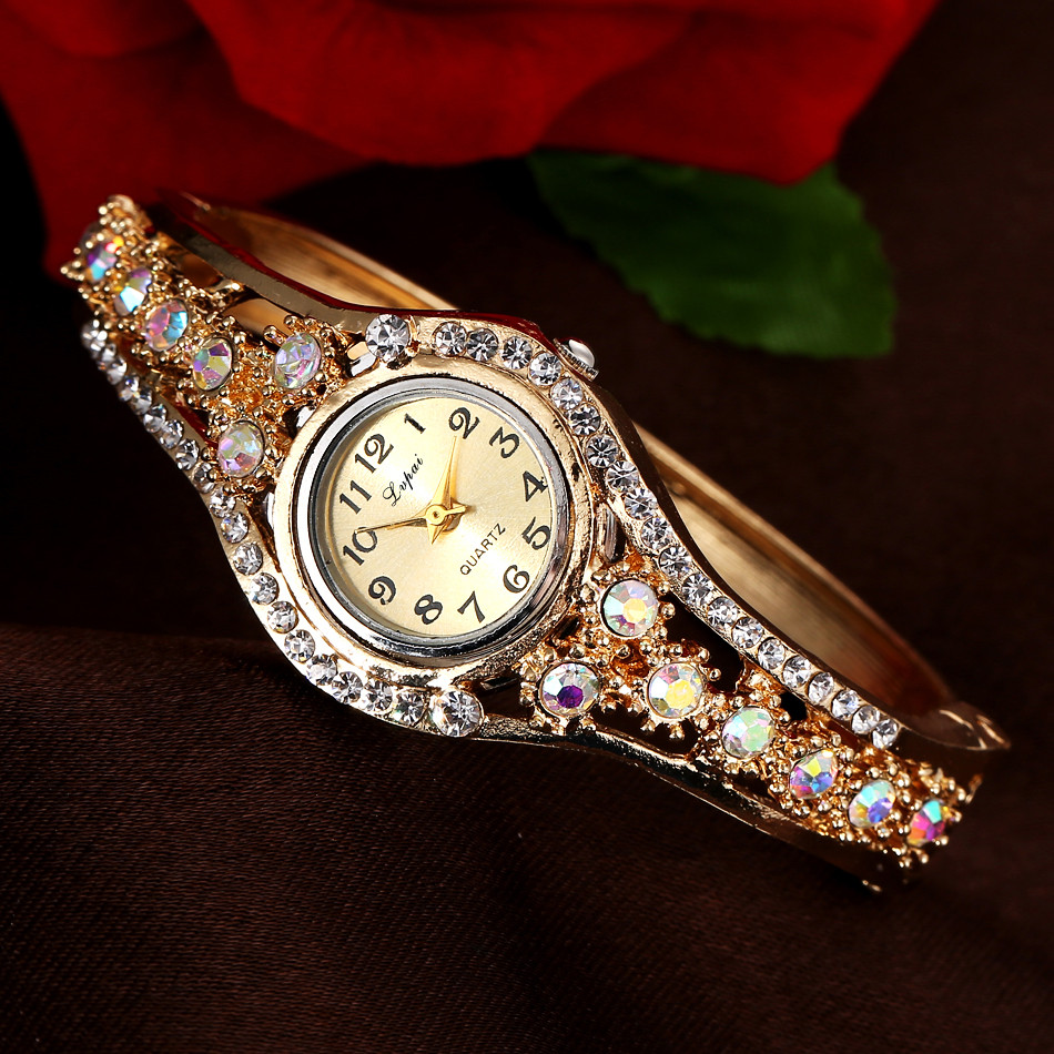 Jewelry Diamond Watches - Kadın Lüks Renkli Elmas Çerçeve Zarif