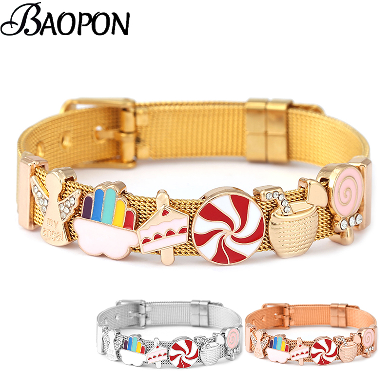 Jewelry Watches For Kids - Altın rengi paslanmaz çelik kayış örgü