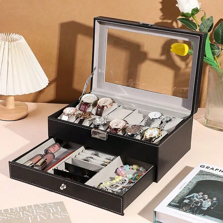 12 Bölmeli Çekmeceli Saat Kutu - Jewelry Watches For Men incelemesi ve fiyatı