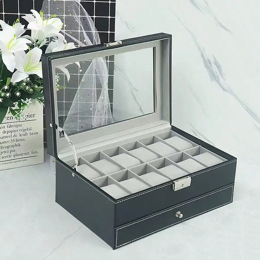 12 Bölmeli Çekmeceli Saat Kutu - Jewelry Watches For Men incelemesi ve fiyatı